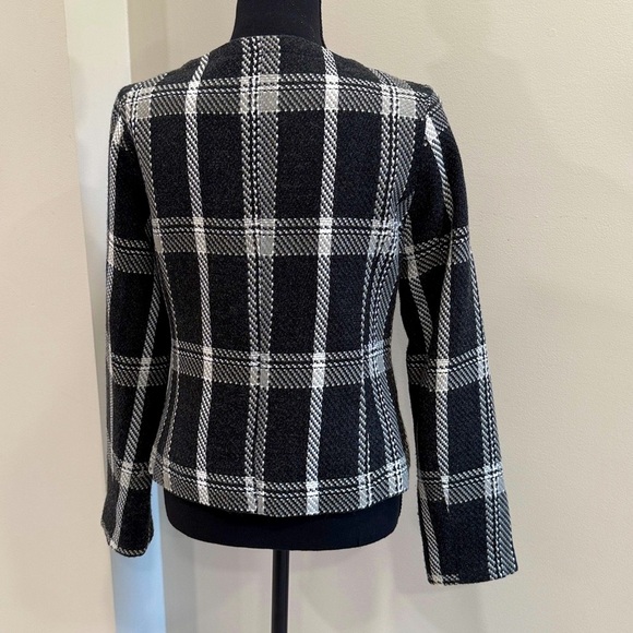 Merona black, grey and white plaid blazer jacket size XS - Picture 5 of 7